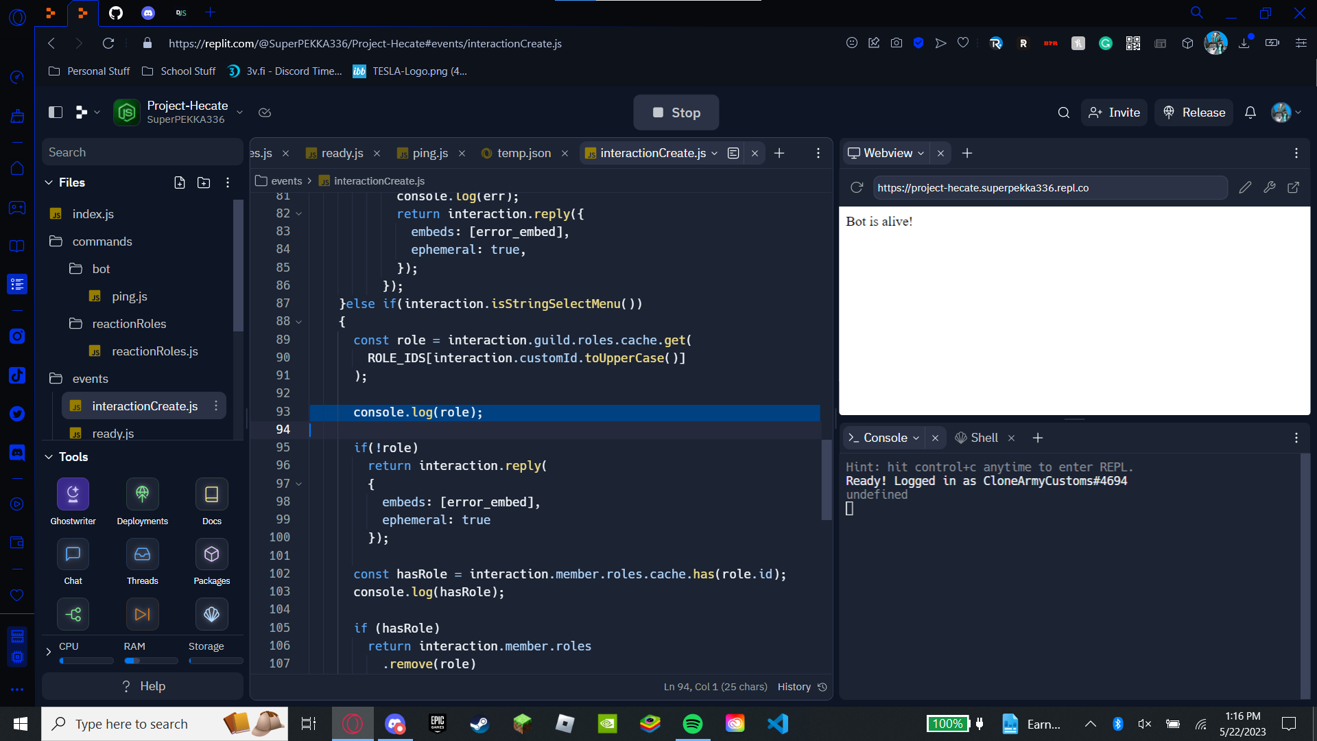 Role id from json file is wrong discord js imagine an app
