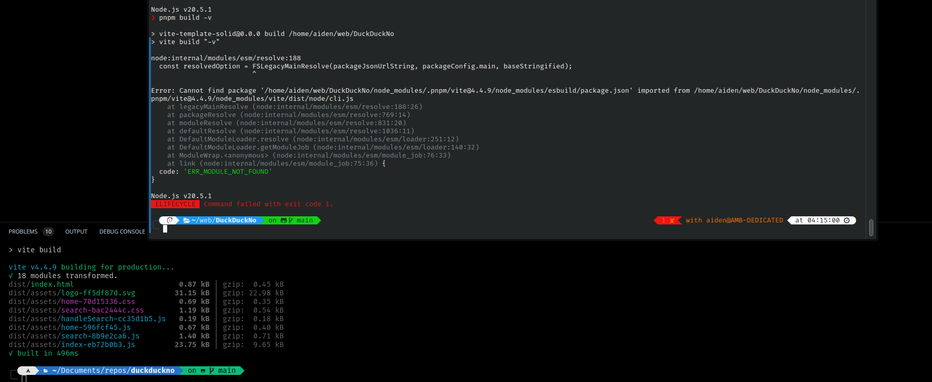 Cannot build on server solidjs