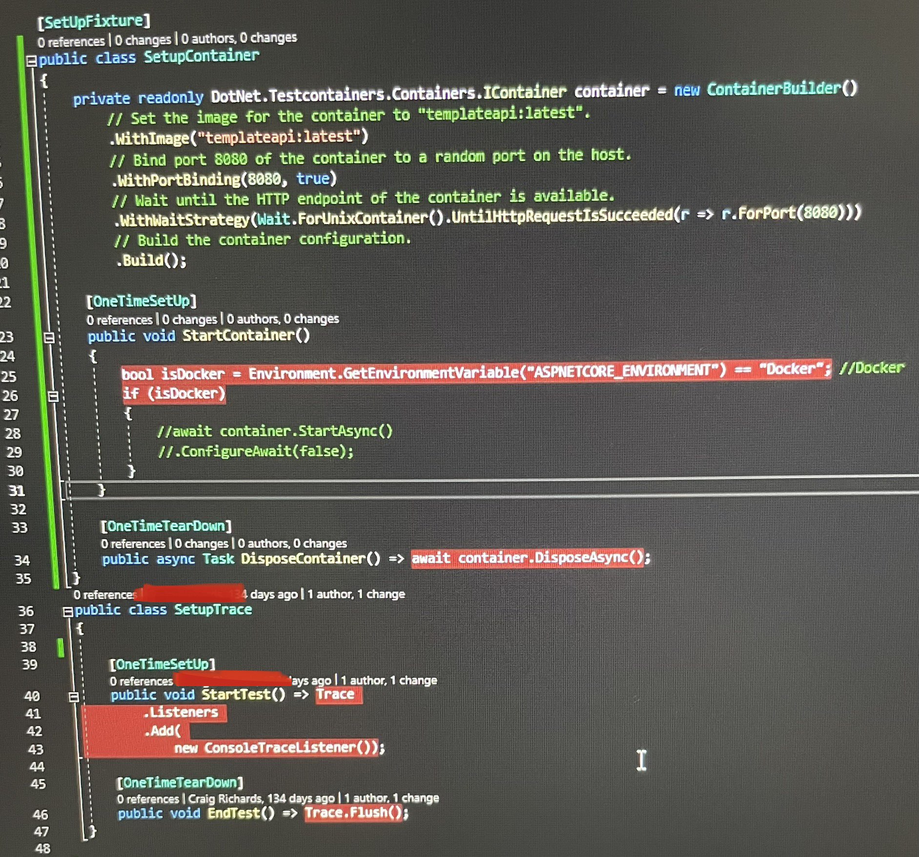 how to properly add test fixtures for namespace C