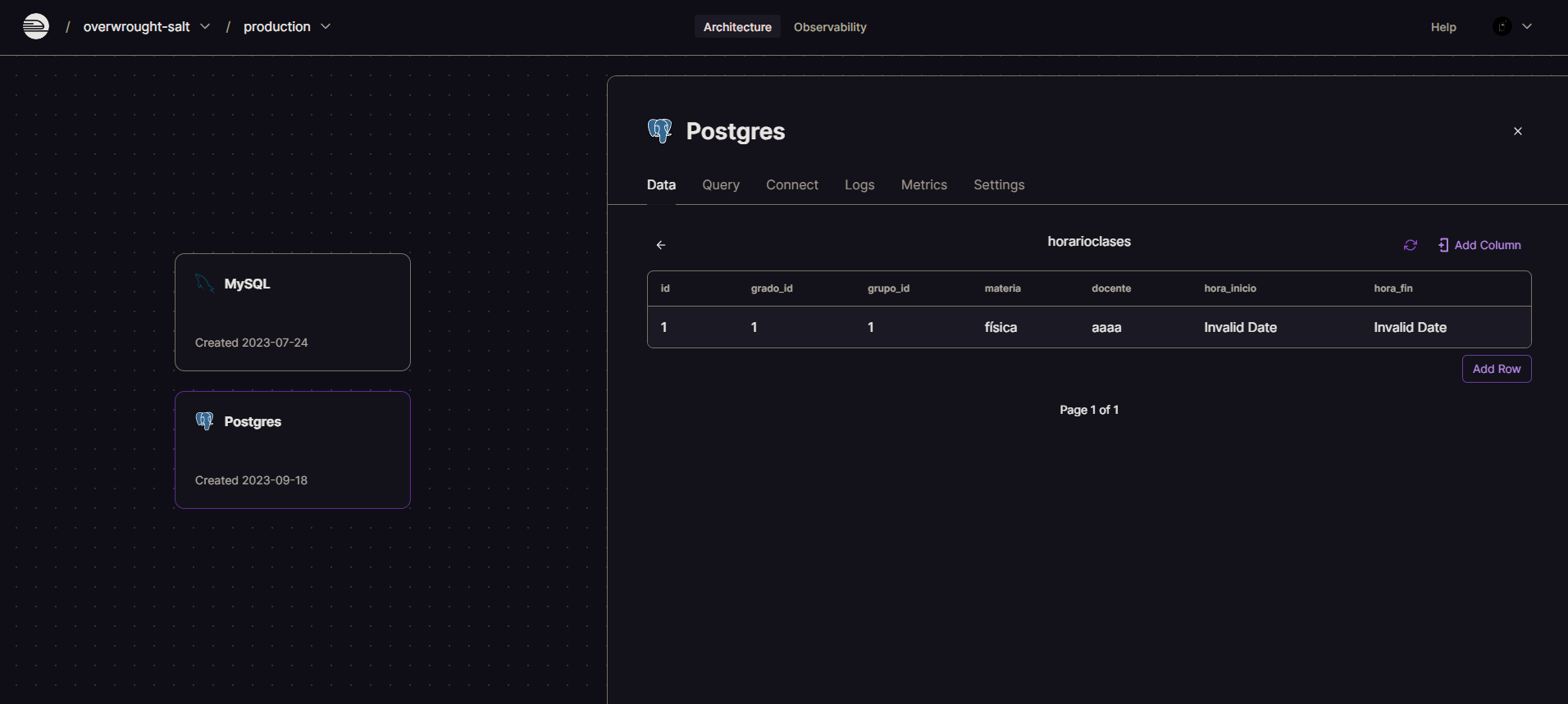 How do you put a time in a Postgres database? Railway