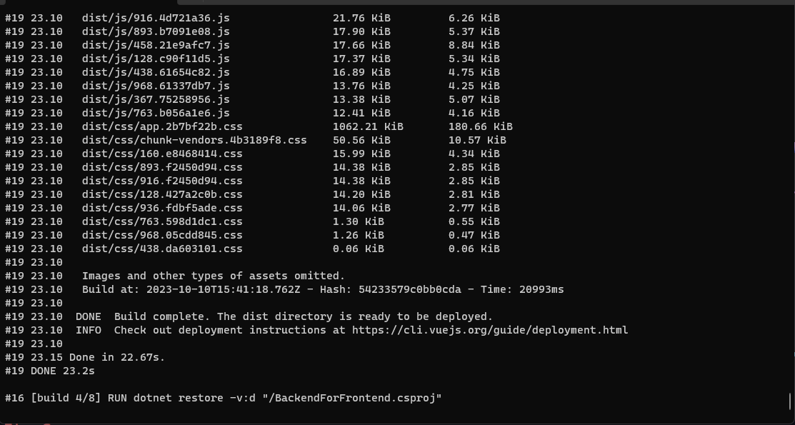 Docker dotnet restore just loading c 
