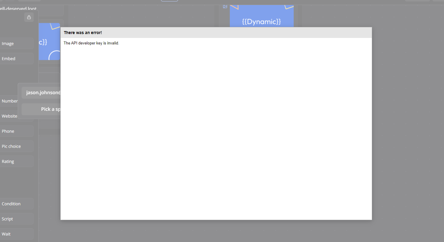 API Developer Key invalid Typebot