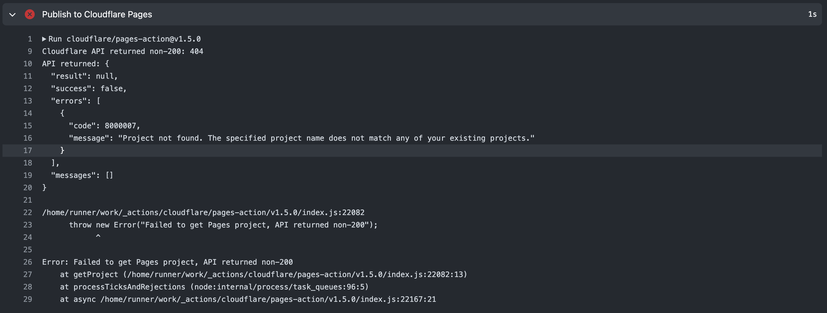 Cloudflare API returned non-200: 404API returned: { "result": null ...