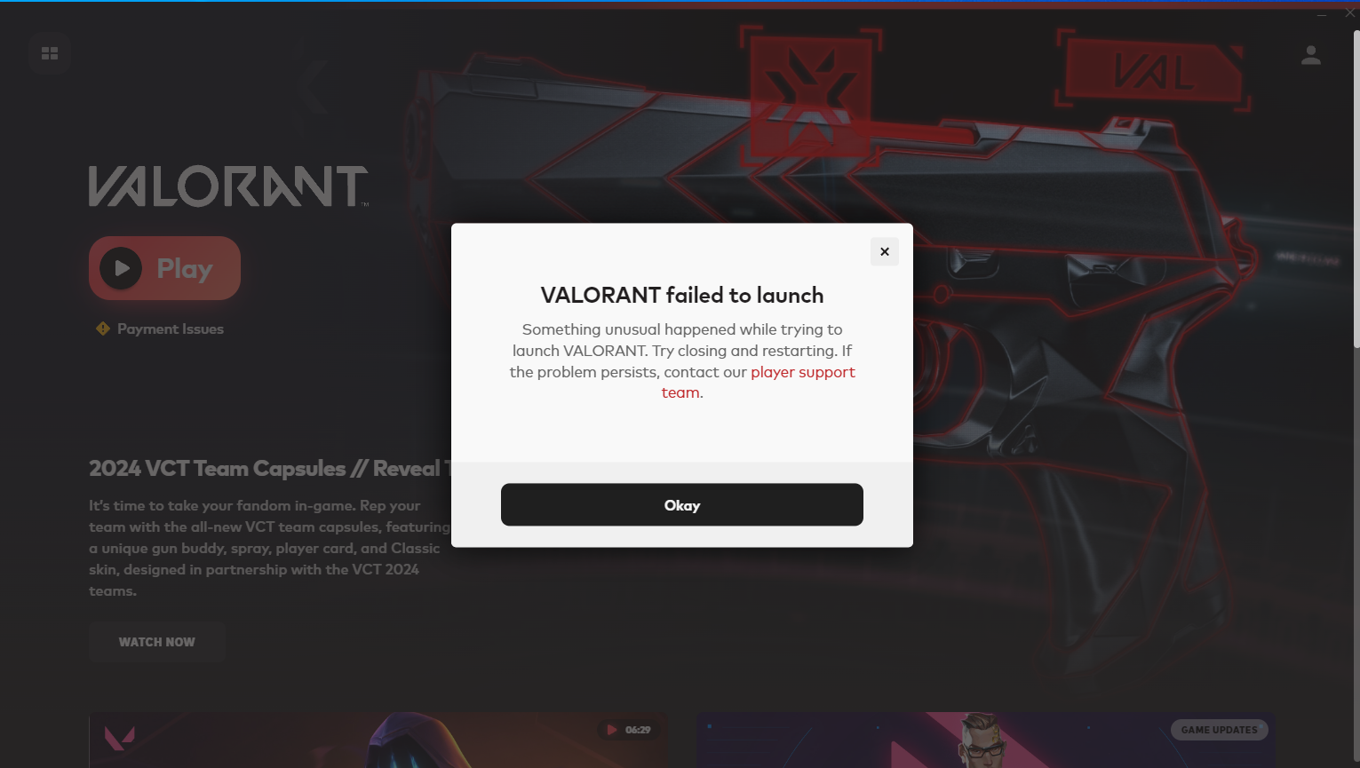 Valorant failed to launch - VALORANT