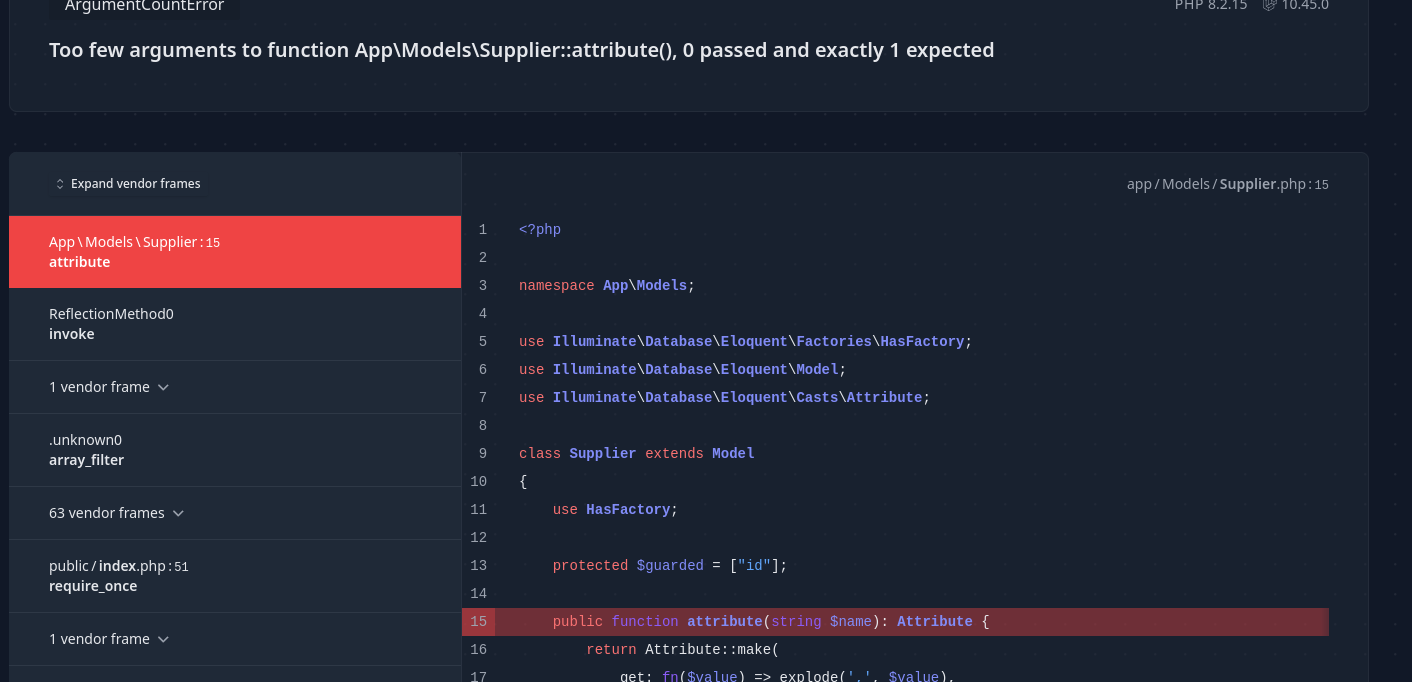 error it cant see my table columns Filament